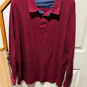 Bugatchi Maroon Long Sleeve Polo Shirt